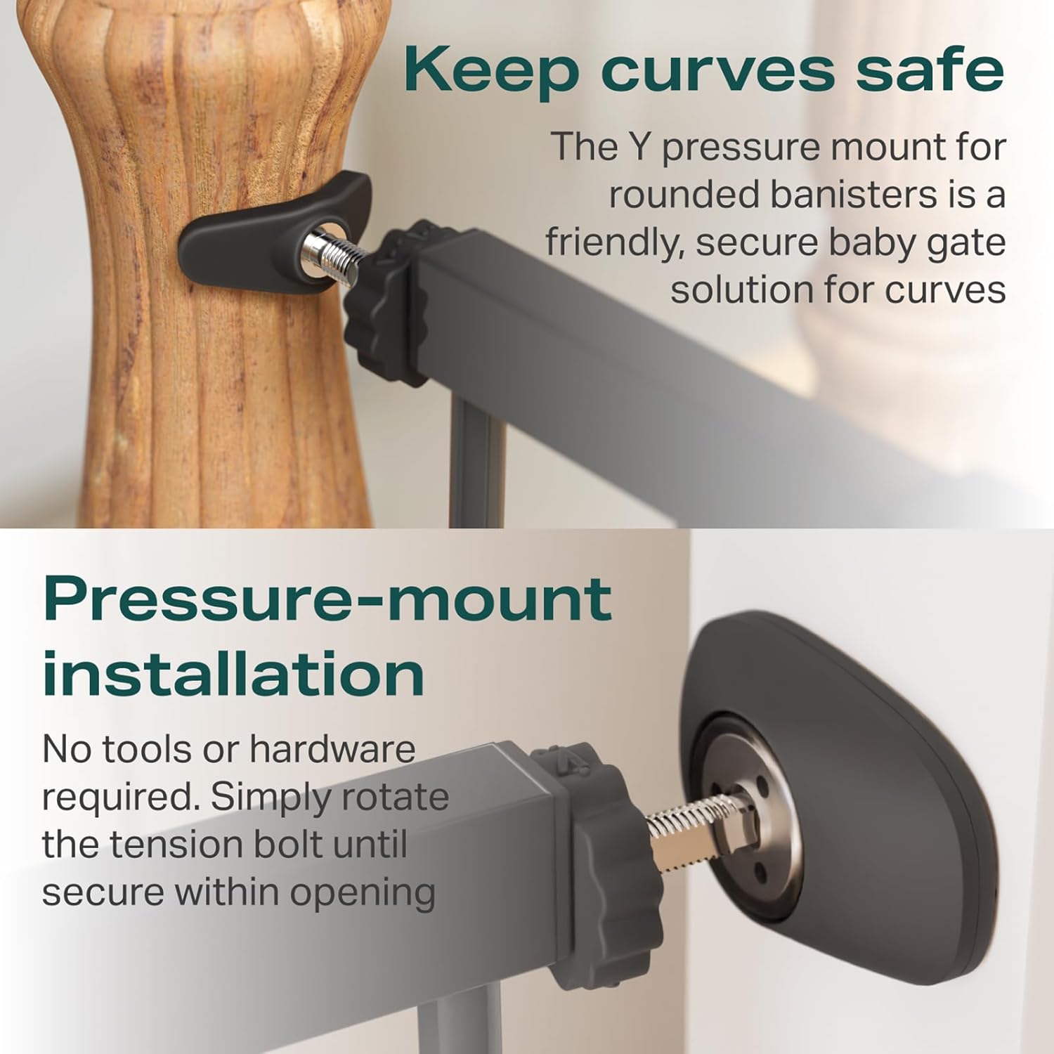 Cumbor 29.7-40.6 Baby Gate for Stairs, Baby Essential Safety Gate, Mom's Choice Awards Winner-Dog Gate for Doorways, Pressure Mounted Auto-Close Pet Gates for Dogs Indoor, Durable Child Gate, Black